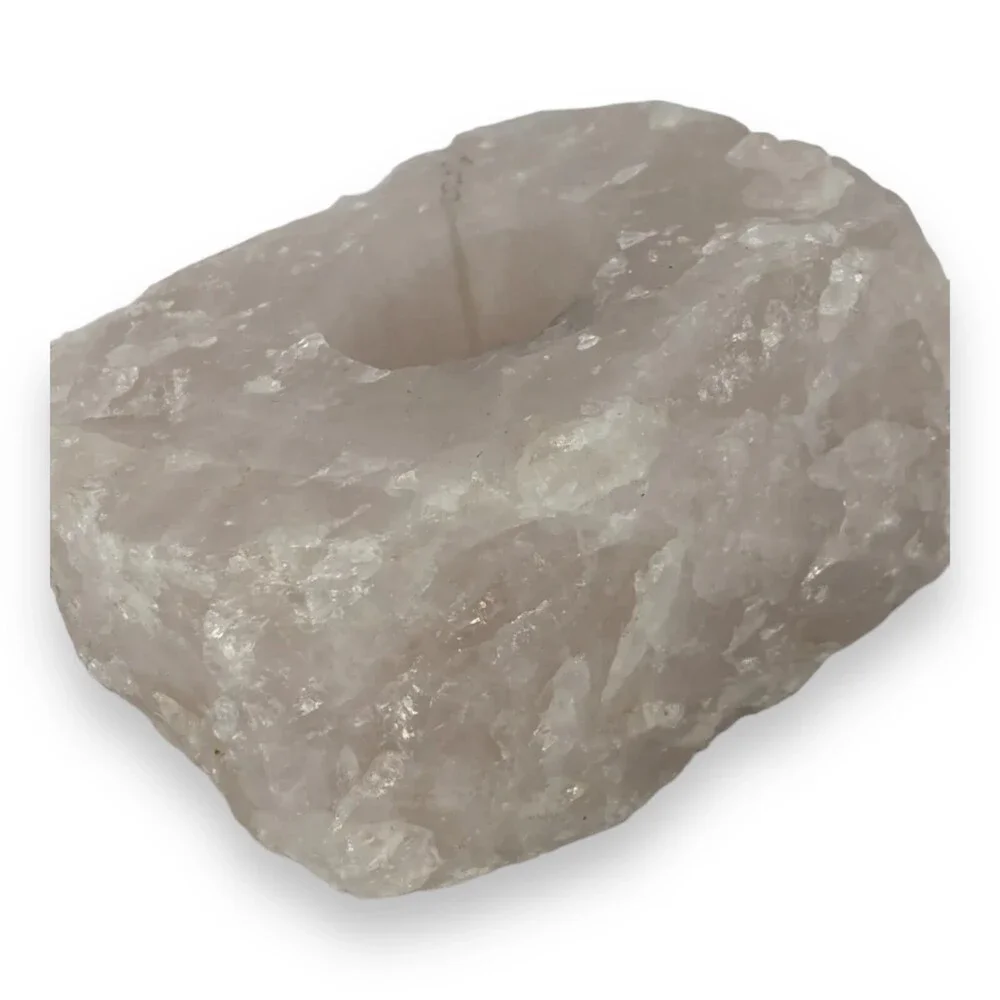 2.44LB Natural Rough Raw Rose Quartz Crystal Cluster Reiki Tealite Candle Holder